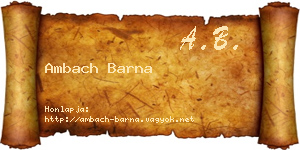 Ambach Barna névjegykártya